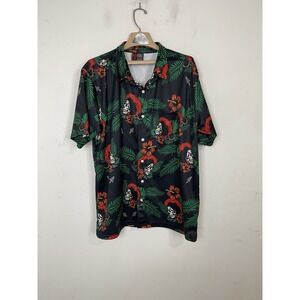 OAF Nation Mens Shirt 2XL Skulls Hawaiian Pirate Emo Biker Button Up Camp Beach